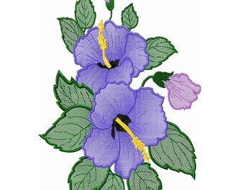 Hibiscus Flower Machine Embroidery Design Floral Embroidery File, Exotic Flower, Tropical Flower