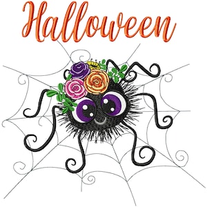 Halloween Embroidery Design Cute SPIDER and its Web Machine Embroidery, Floral Embroidery