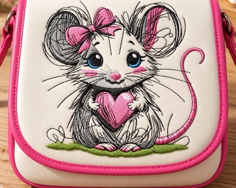 Adorable Mouse Embroidery Design Machine Embroidery of a Cute Animal, 4 Sizes