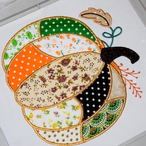 Pumpabroderi för Halloween, maskinbroderi för hösten, applikationsbroderi