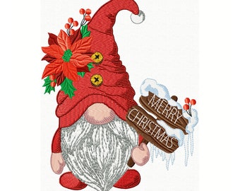 Christmas Embroidery Design Happy Gnome Machine Embroidery Santa Claus, Christmas Decoration, Christmas Elf
