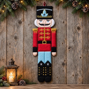 ITH Nutcracker Christmas Embroidery Design, In The Hoop Wall Decor Pattern with Applique, Beautiful Festive Holiday Machine Embroidery