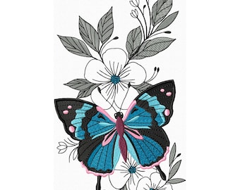 花と蝶の刺繍アート 立体刺繍の花と蝶々: フェルトと刺繍糸で作る、美しい24の風景