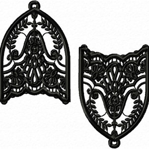 FSL Lace Gothic Earrings Embroidery Design, Machine Embroidery Patch and Ear Jewelry, Gift Idea for Women