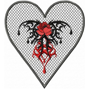 FSL Heart Embroidery with Rose Floral Machine Embroidery A Freestanding Lace Design and One Fabric Design