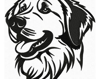 Golden Retriever Dog Embroidery Design Pet Portrait Machine Embroidery