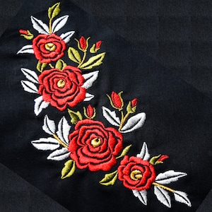 花刺繍機 バラの枝刺繍、花刺繍ファイル