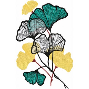 Flower Embroidery GINKGO BILOBA Machine Embroidery Designs, Floral ...