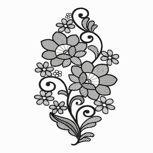 Broderie Machine Bouquet de Fleurs en Dentelle, Broderie Élégante pour un mariage, 3 Motifs