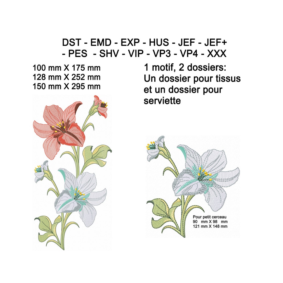 Majestic Lily Flower Embroidery Design Machine Embroidery Designs
