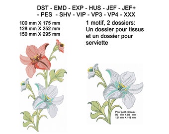 Majestic Lily Flower Embroidery Design Machine Embroidery Designs, Garden Flowers