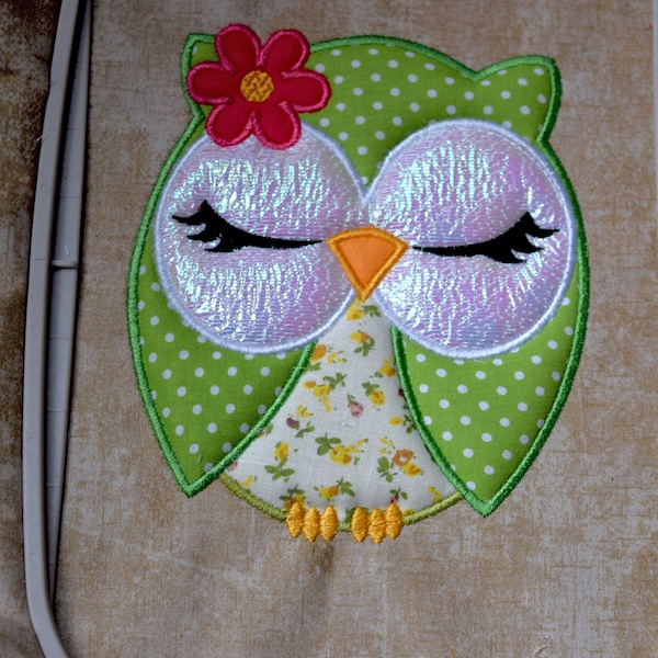 Applique de Hibou Dessin de Broderie Machine, Broderie d'Oiseau