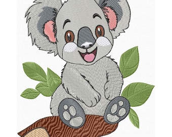 Cute Koala Embroidery Design Adorable Animal Machine Embroidery Baby Embroidery, Nursery Decor
