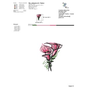 Dessin de Broderie de Fleur Calla Lily Broderie Machine, Fleur de Pâques, Broderie florale, Broderie Artistique image 8