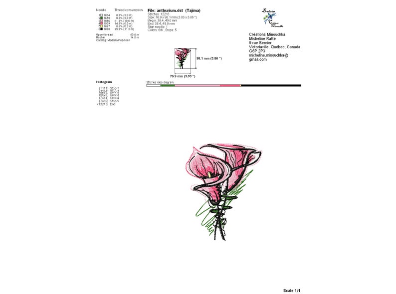 Dessin de Broderie de Fleur Calla Lily Broderie Machine, Fleur de Pâques, Broderie florale, Broderie Artistique image 8