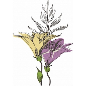 Machine Embroidery Lily Embroidery Design Abstract Flower, Artistic Floral Embroidery, Line Art Embroidery