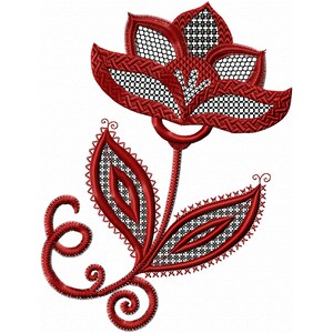 Broderie Machine de Fleur Folklorique de style vintage, Broderie Florale avec Dentelle