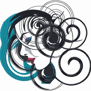 Broderie Machine Visage de Femme Moderne, Broderie Contours, Broderie Mode