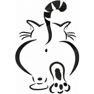 Cat Silhouette Machine Embroidery Design Pet Embroidery, Line Art Embroidery