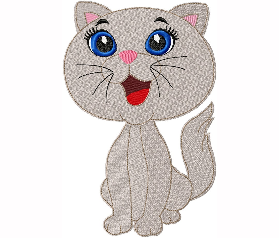 Cute Baby Cat Animal Embroidery Machine Embroidery Designs, Children ...