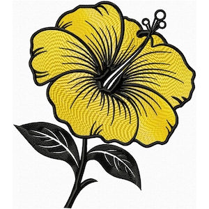 Hibiscus Flower Machine Embroidery Design Floral Embroidery file, Exotic Flower