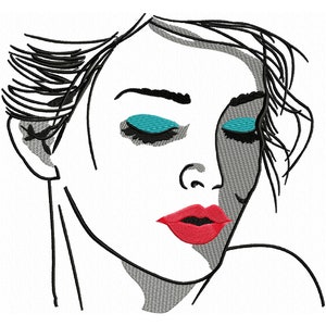 Woman Face Embroidery Design Machine Embroidery Design Fashion Embroidery, Artistic Embroidery for Women