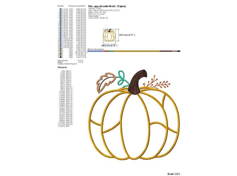 Pumpkin Embroidery Design for Halloween Machine Embroidery for Fall ...