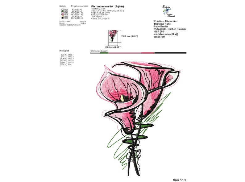 Dessin de Broderie de Fleur Calla Lily Broderie Machine, Fleur de Pâques, Broderie florale, Broderie Artistique image 5