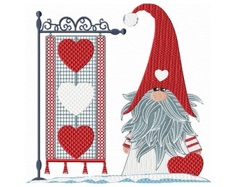 Christmas GNOME with hearts Christmas Embroidery Design Machine Embroidery Designs