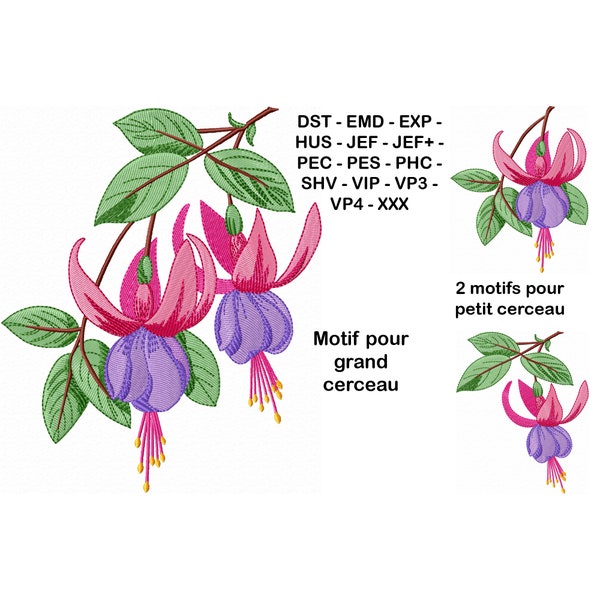 Flower Embroidery Design Fuchsia Machine Embroidery Designs, Garden Flower, Floral Embroidery, Embroidery for Women