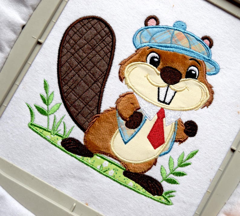 Small Beaver Design Beaver Embroidery Design Applique Machine Embroidery Cute Animal With a ...