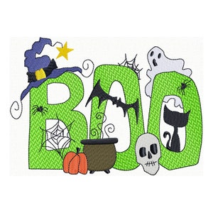 Halloween Embroidery Design Pumpkin Ghost Witch and BOO Spooky Machine Embroidery, Halloween decoration.
