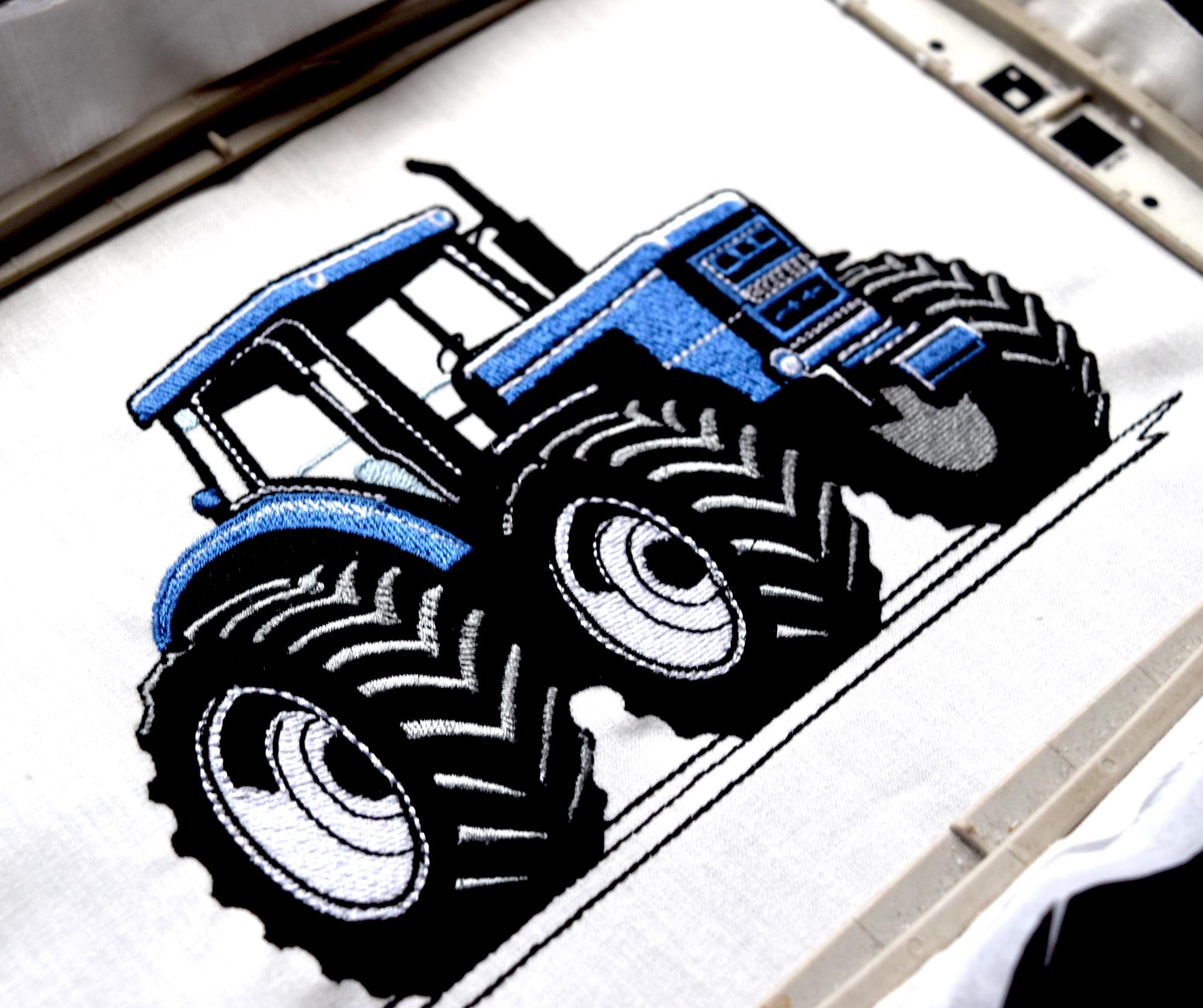 Tractor Embroidery Design Machine Embroidery of a Realistic Blue ...