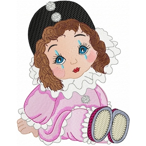 Maschinenstickerei Colombine, die Freundin von Pierrot dem Clown. Niedliche Stickerei
