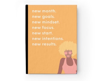 New Month, New Goals, Black Woman Manifestation Journal, Words of Affirmation, School Notebook, Aesthetic Notebook, Black Owned Shops, Gift