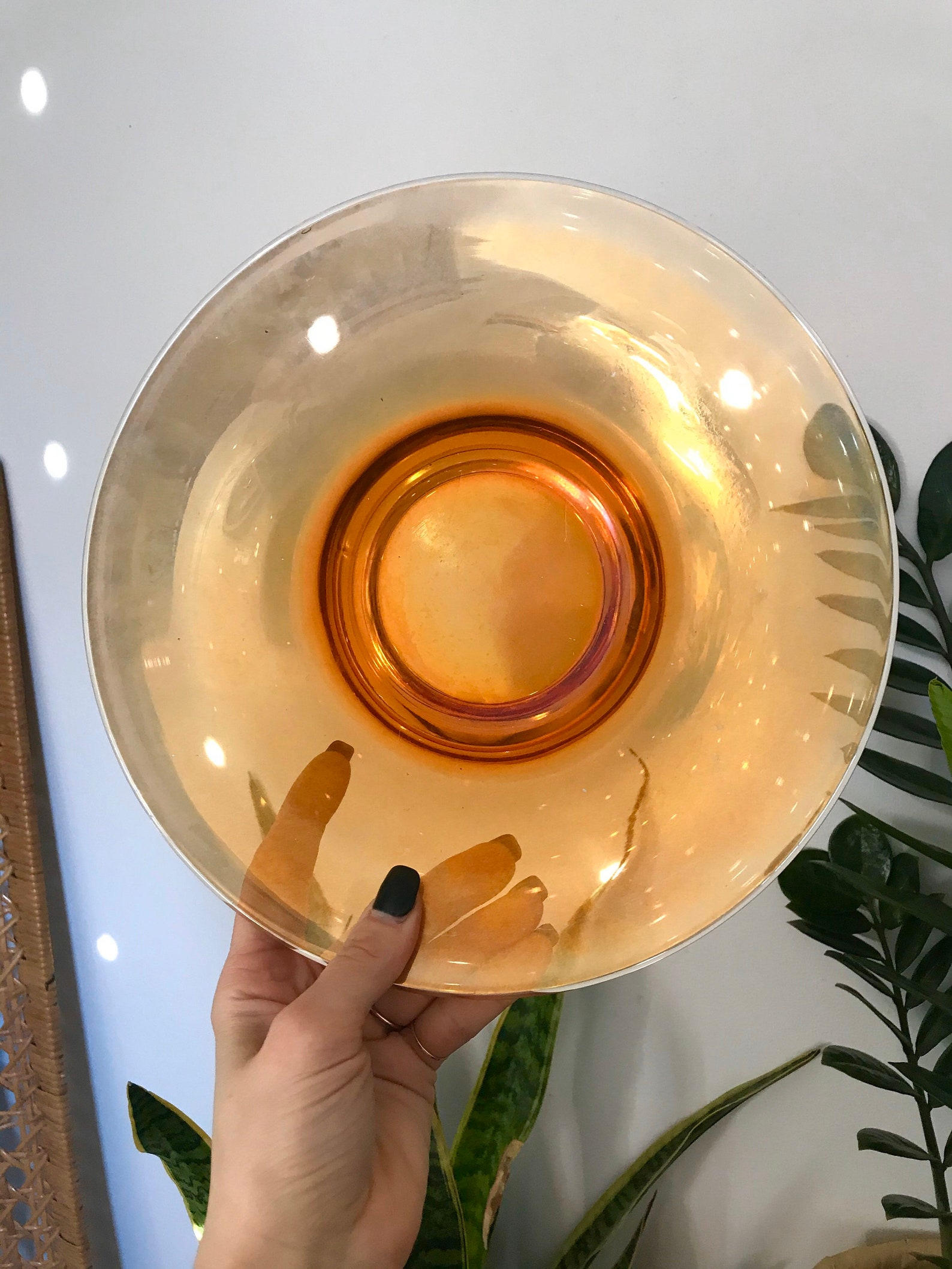 Vintage Iridescent Orange Bowl/vintage Bowl Etsy