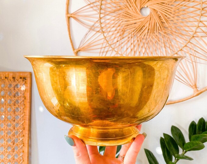 Vintage Mid Century Brass Bowl/vintage Brass Etsy