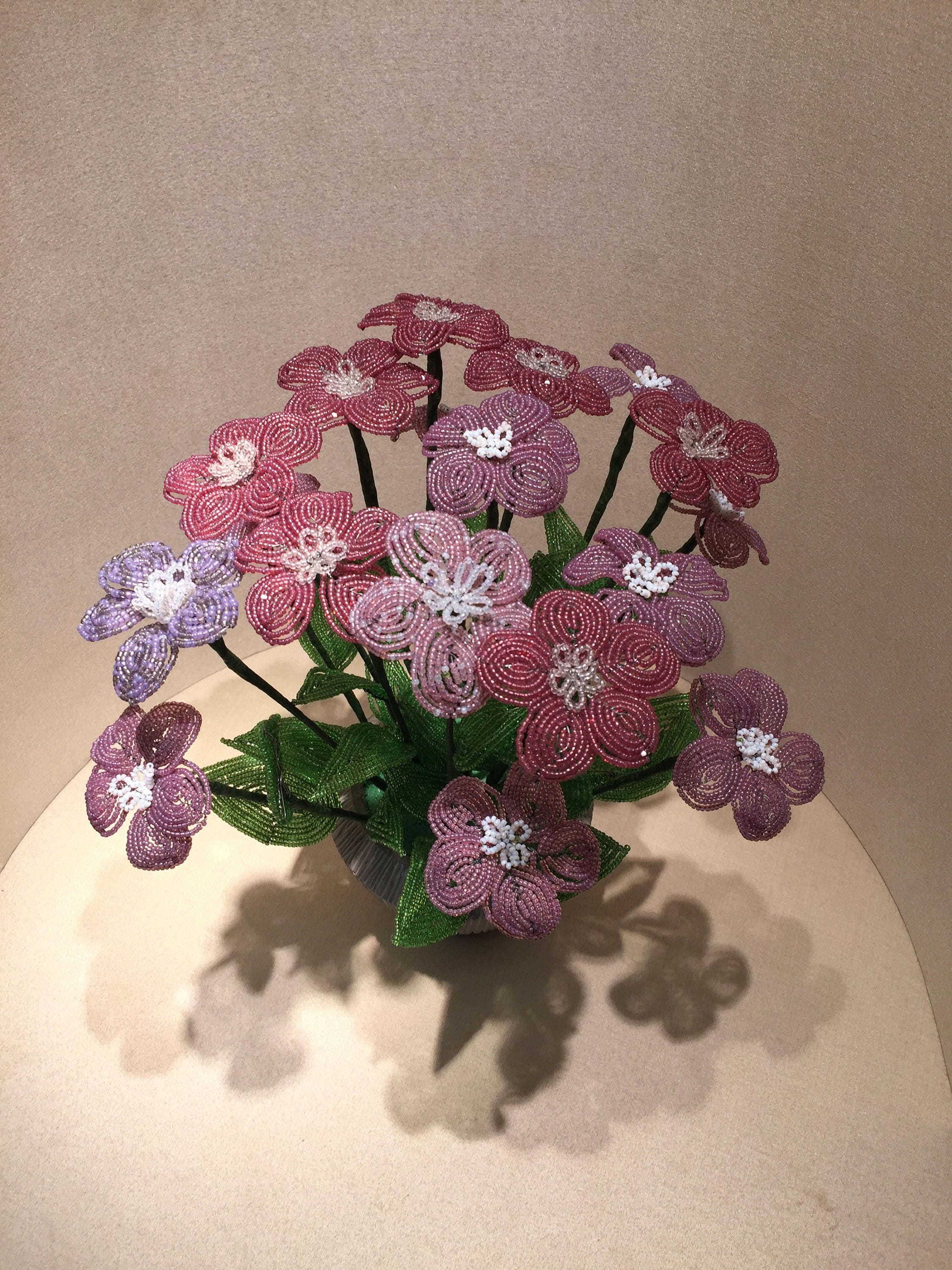 Flower Vase Pearl Flowers Antique Pearls Minute Beads Floral Etsy