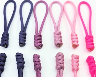 12 Pack Snake Weave Pink Purple Zipper Pulls 4 Inches Long