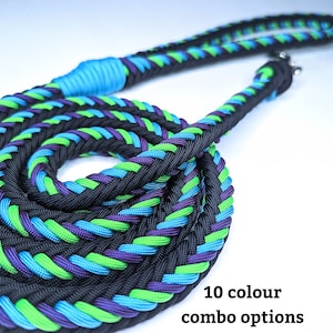 Black & Neon Stripes Dog Leash | KYA Heavy Duty Thick Square Braid Paracord Dog Leash