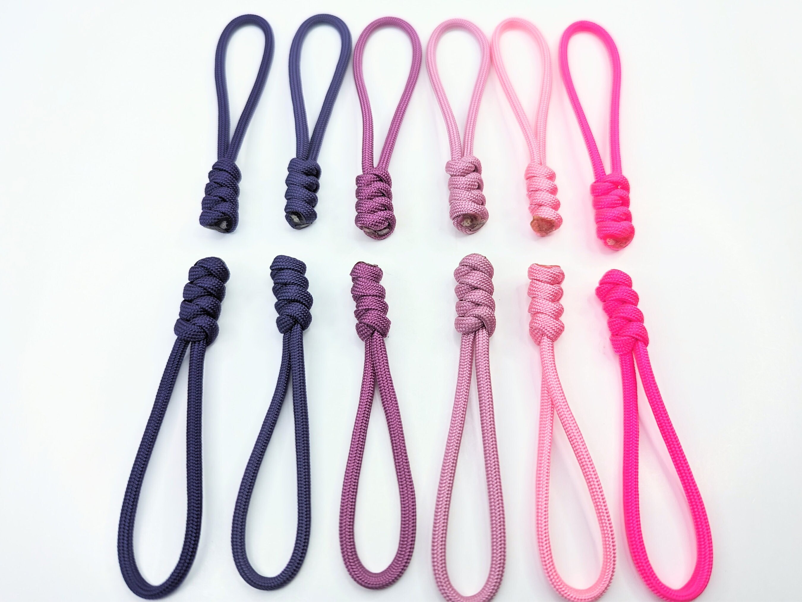 ぽんぽん様 12 Pack Snake Weave Pink Purple Zipper Pulls 4 Inches Long