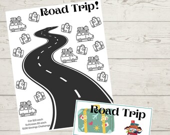 Road Trip Savings Challenge | Summer Vacation Savings Challenge | Full Sheet with envelope insert label | Digital Download