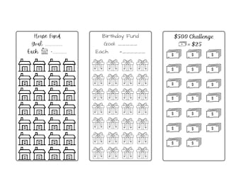Mini Savings Challenge set 2 | House Savings | Birthday Savings | 500 Savings Challenge printable | Sinking Funds