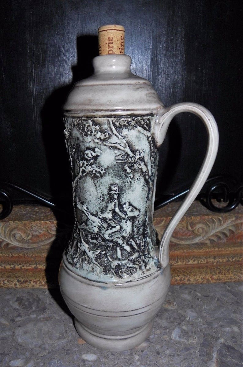 Rare Vintage Ceramic Pottery Wine Bottle Imported From Italy Etsy