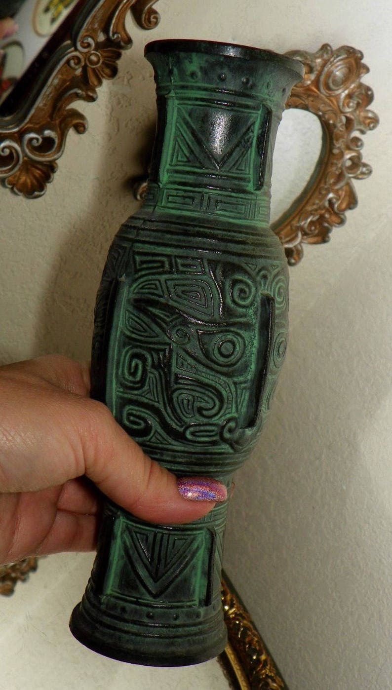 Antique Chinese Taotie Mask Design Bronze Metal Vase Figurine Etsy