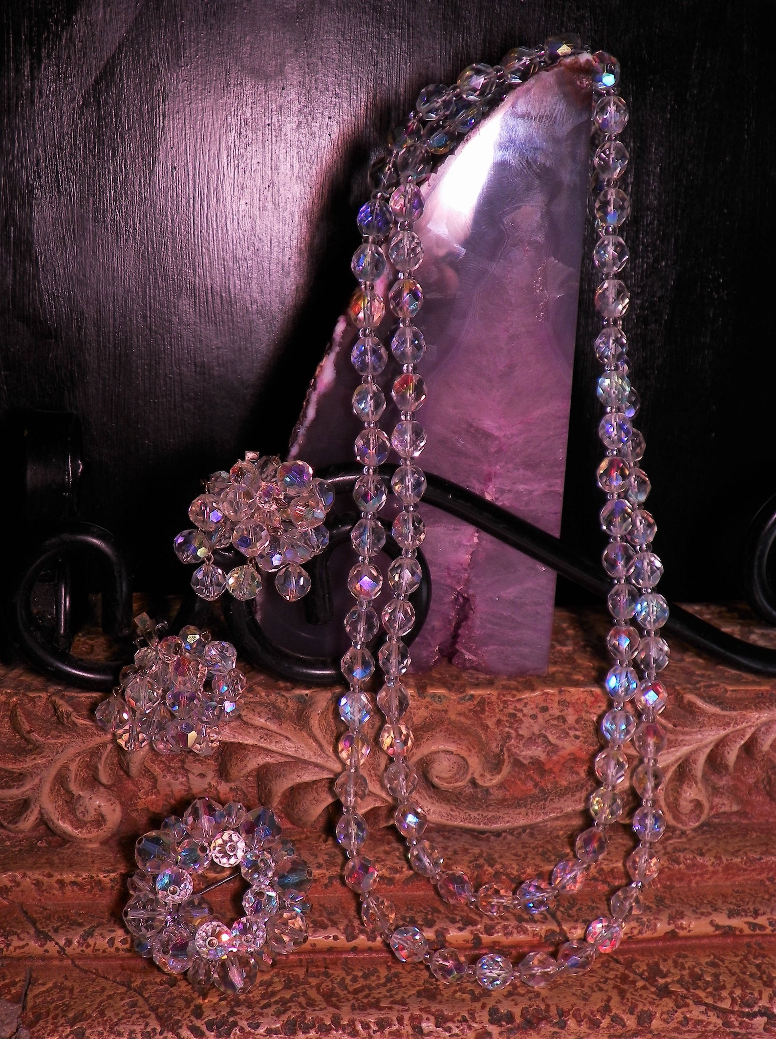 GORGEOUS Vintage AURORA BOREALIS Clear Crystal Mutifaceted - Etsy