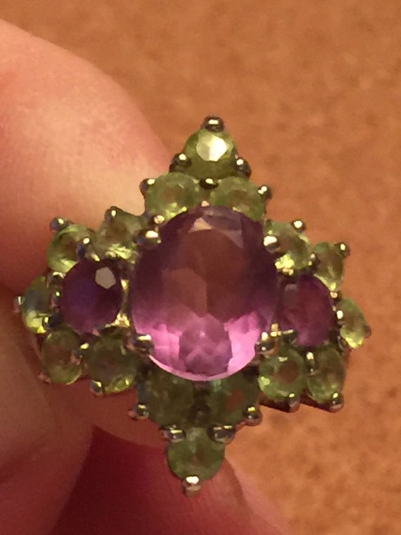 Sterling silver ring with peripine stone Silver ring with faceted peridot
