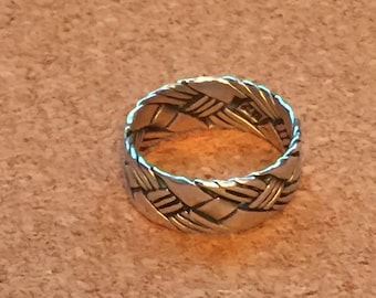 Basket-Weave Pattern Sterling Silver Ring