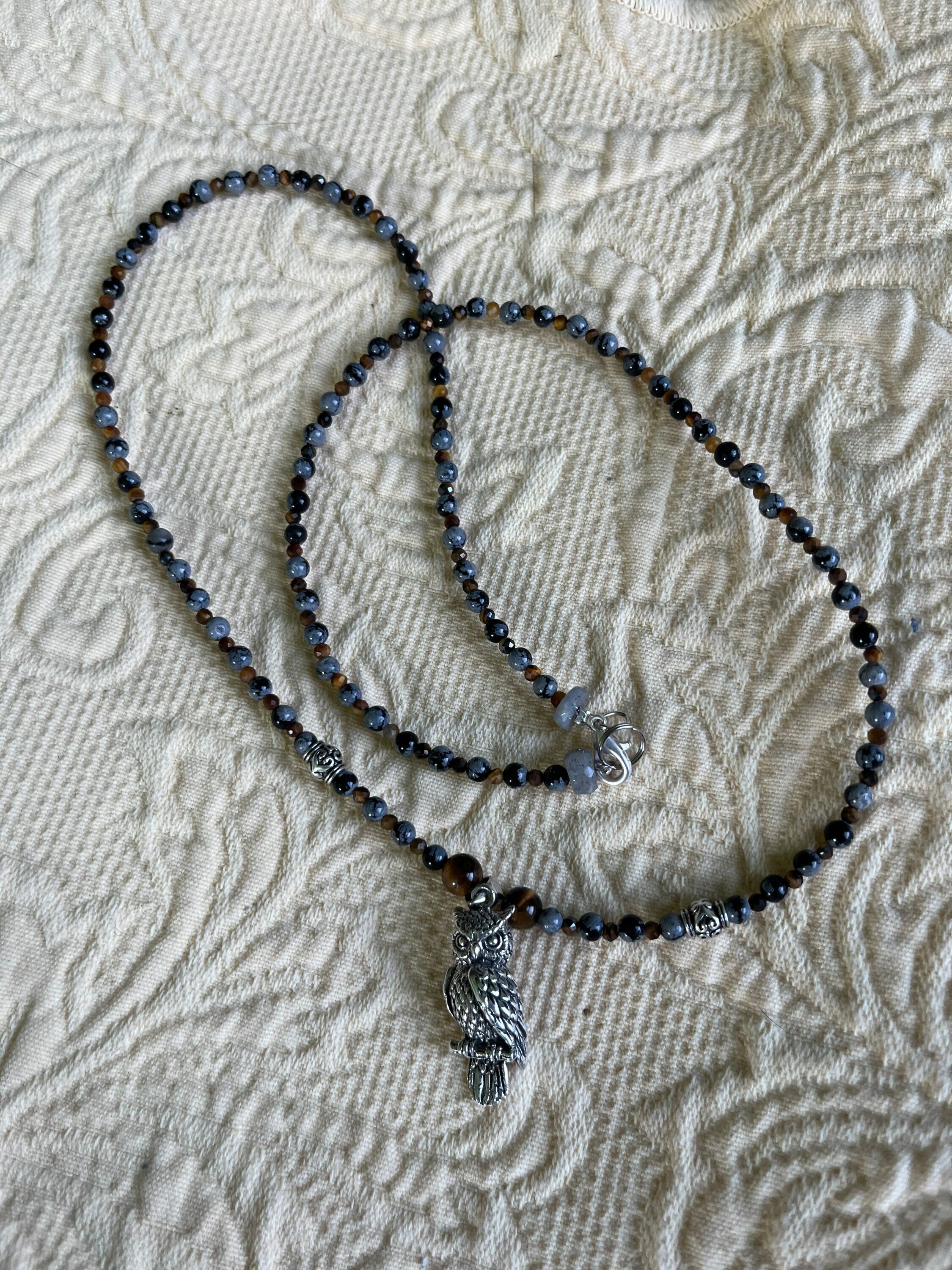 Sterling Silver Great Horned Owl Totem Necklace