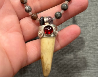 Artemis of the Wilderness: Deer Antler and Gemstone Necklace